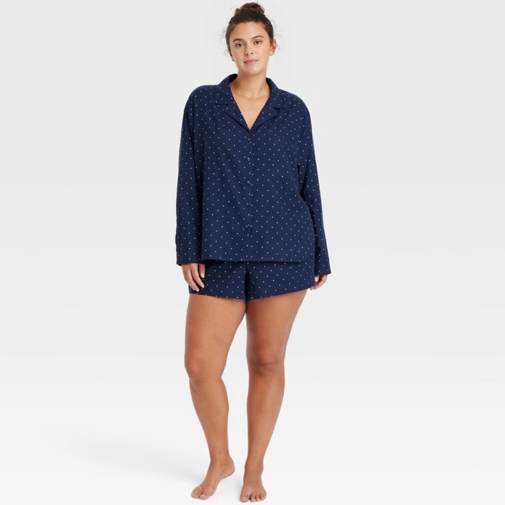Target Auden Women's Navy Polka Dot Flannel Pajama Set